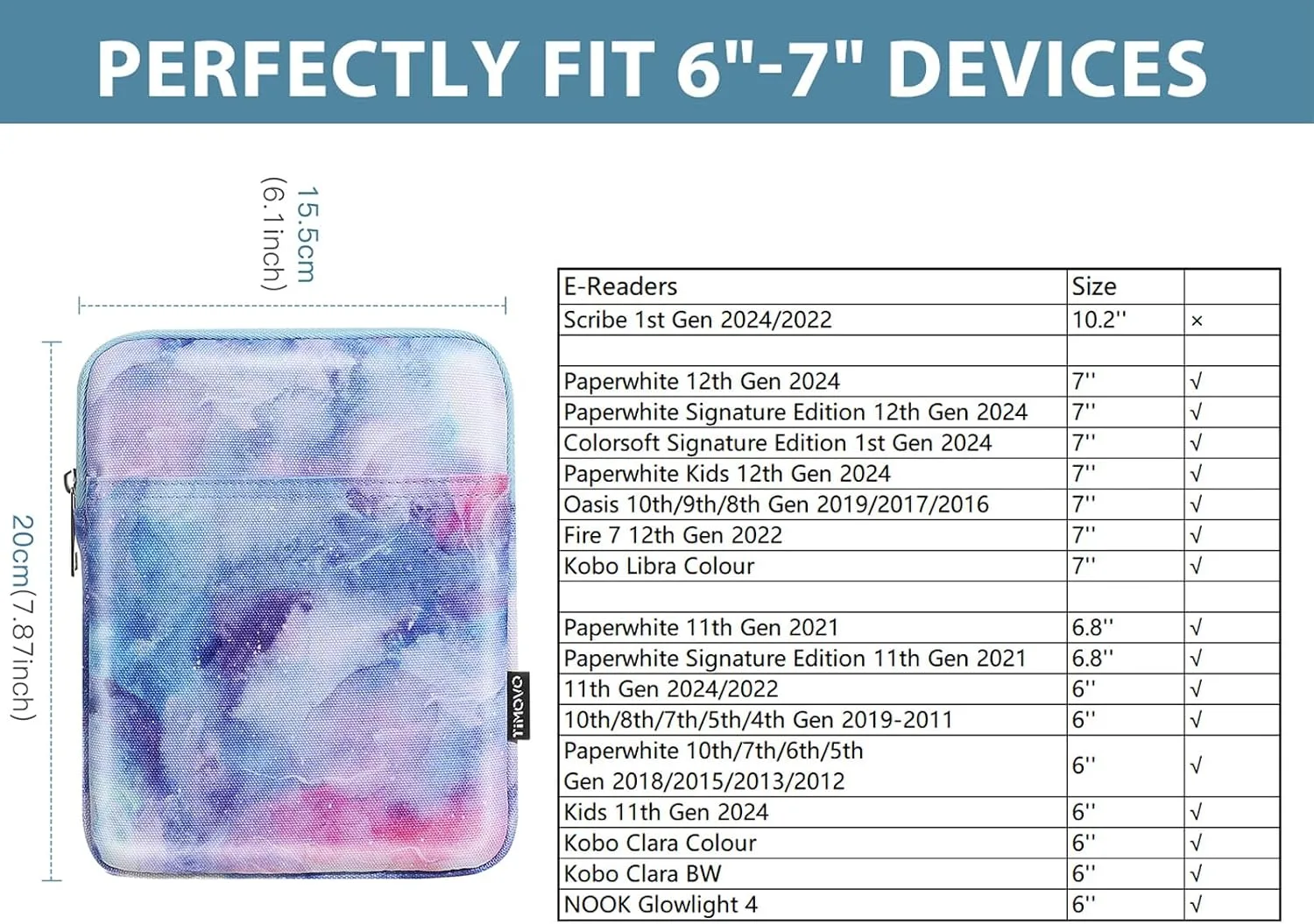 TiMOVO 6-7 Inch Sleeve Case for eReader, Dreamy Nebula