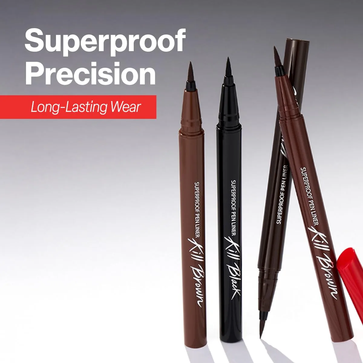 CLIO Superproof Pen Liquid Eyeliner, Waterproof Smudge Proof Long Wear, Ultra Precision Sponge Tip, One Stroke High Pigment Color, Fast Dry Formula, Sharp Wing, Safe for Sensitive Eyes (002 Brown)