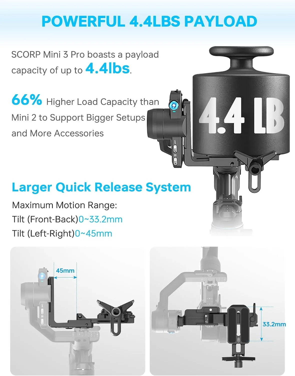 Feiyu SCORP Mini 3 Pro Camera Gimbal Stabilizer for Canon/Sony/Nikon/iPhone