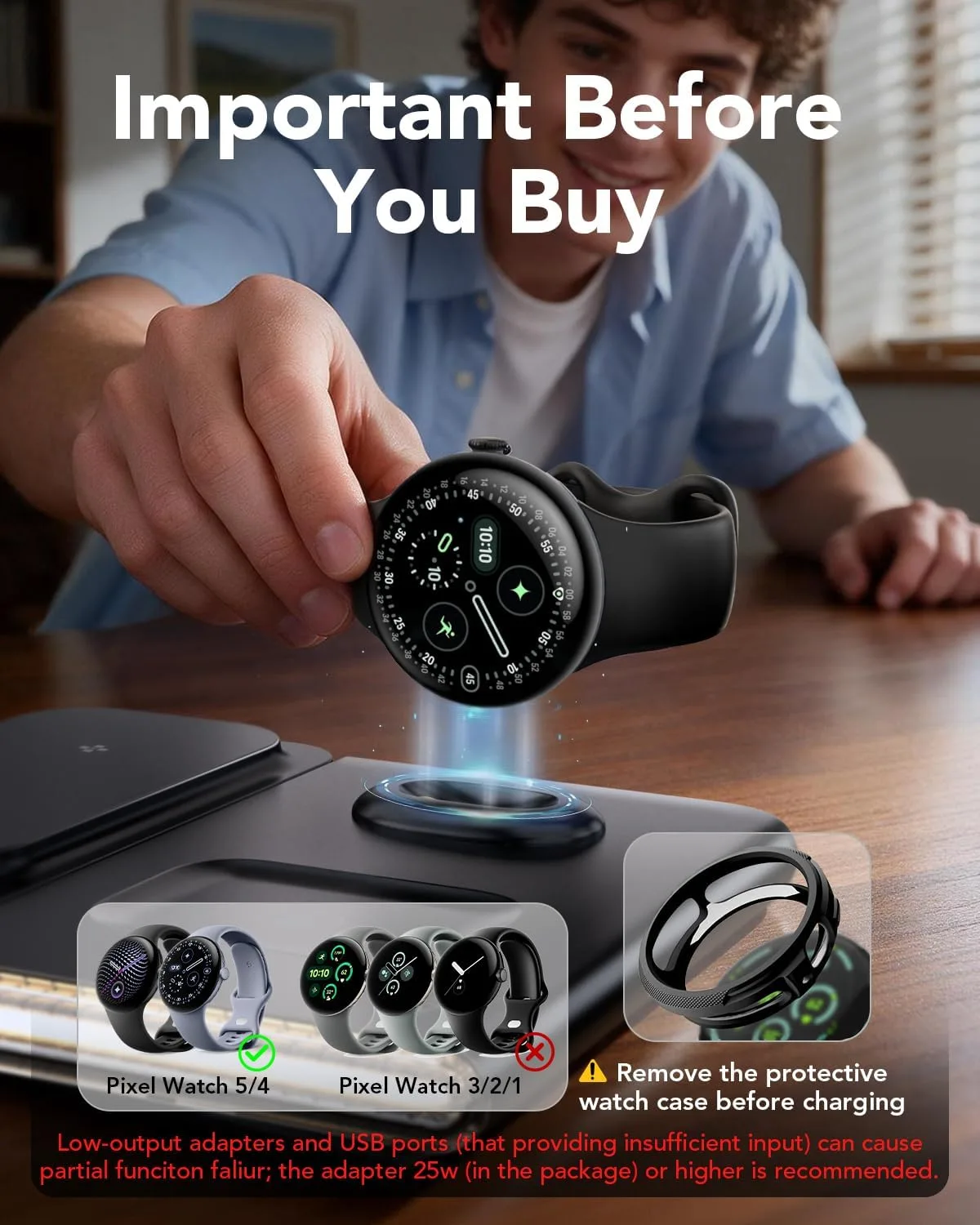 3 in 1 Foldable Wireless Fast Charging Station for Google Pixel Watch 5/4