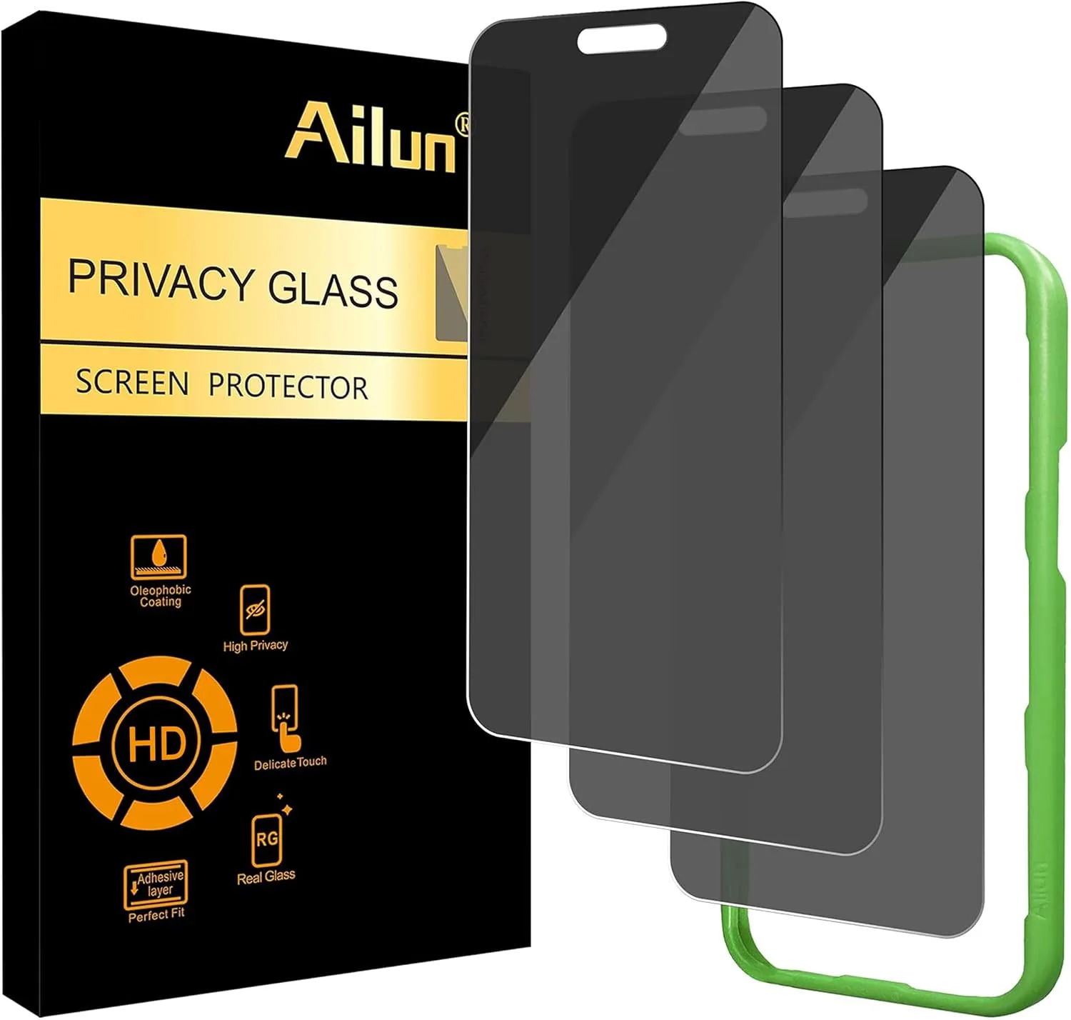 Protector de pantalla Ailun 3 Pack 360 grados privacidad para iPhone 16 Pro 6.3 pulgadas