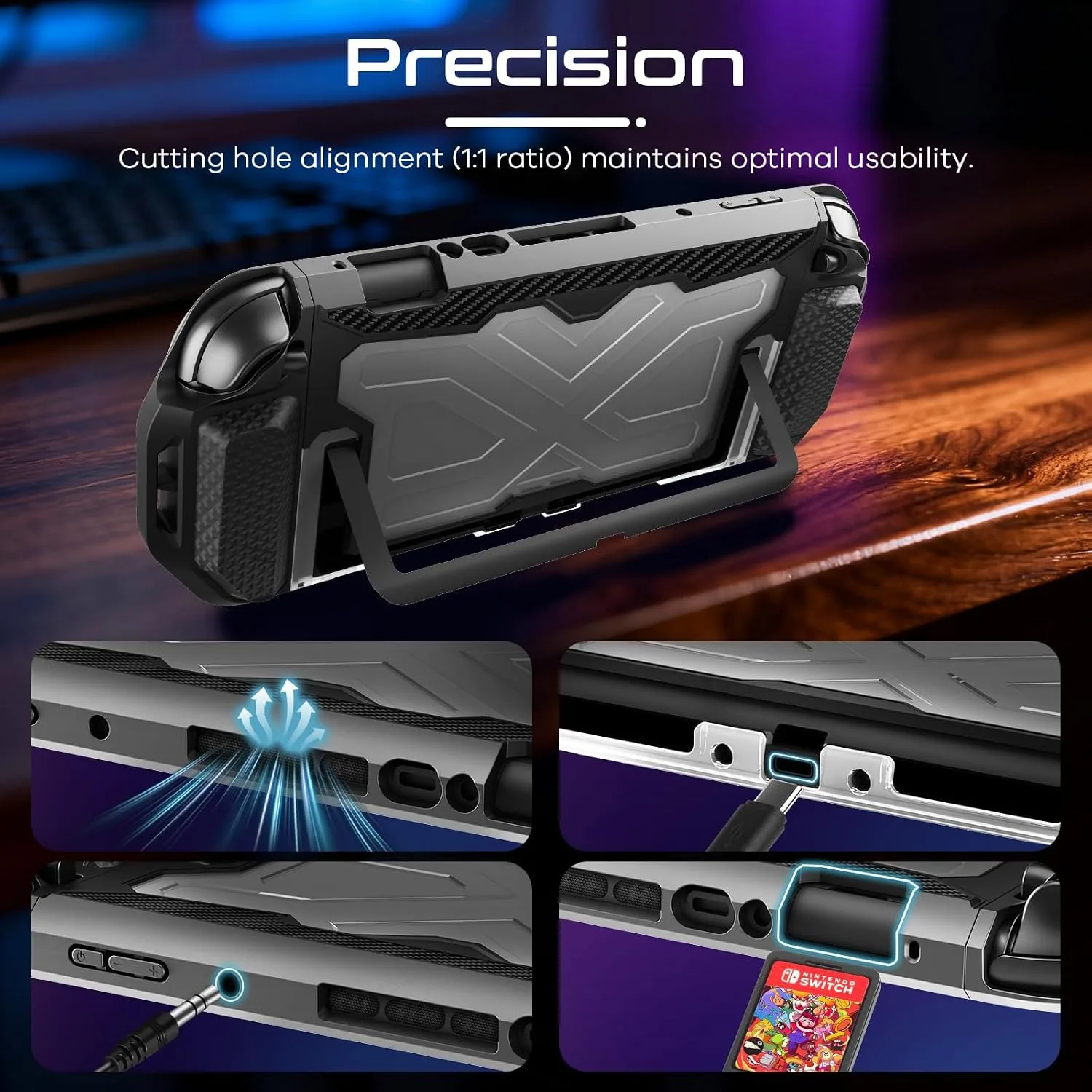 Toladoshop Dockable for Switch 2 Grip Case (2025) Accessories, Armor Slim Military-Grade Protection for Detachable 3PCS Design Joncon Holder with Screen Protectors and Joystick caps, Black