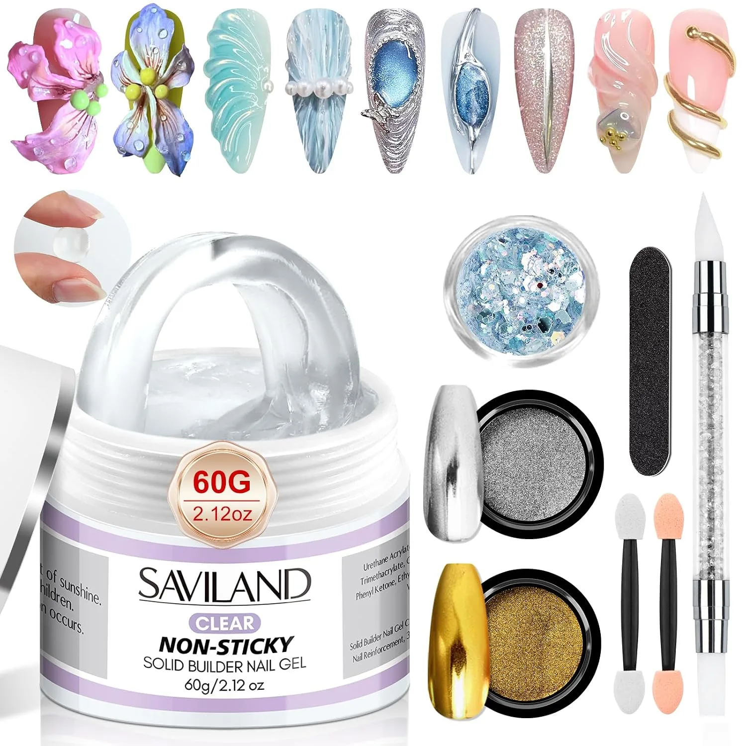 SAVILAND 60g Solid Builder Nail Gel Non-Sticky Sculpting Gel for Nail Art