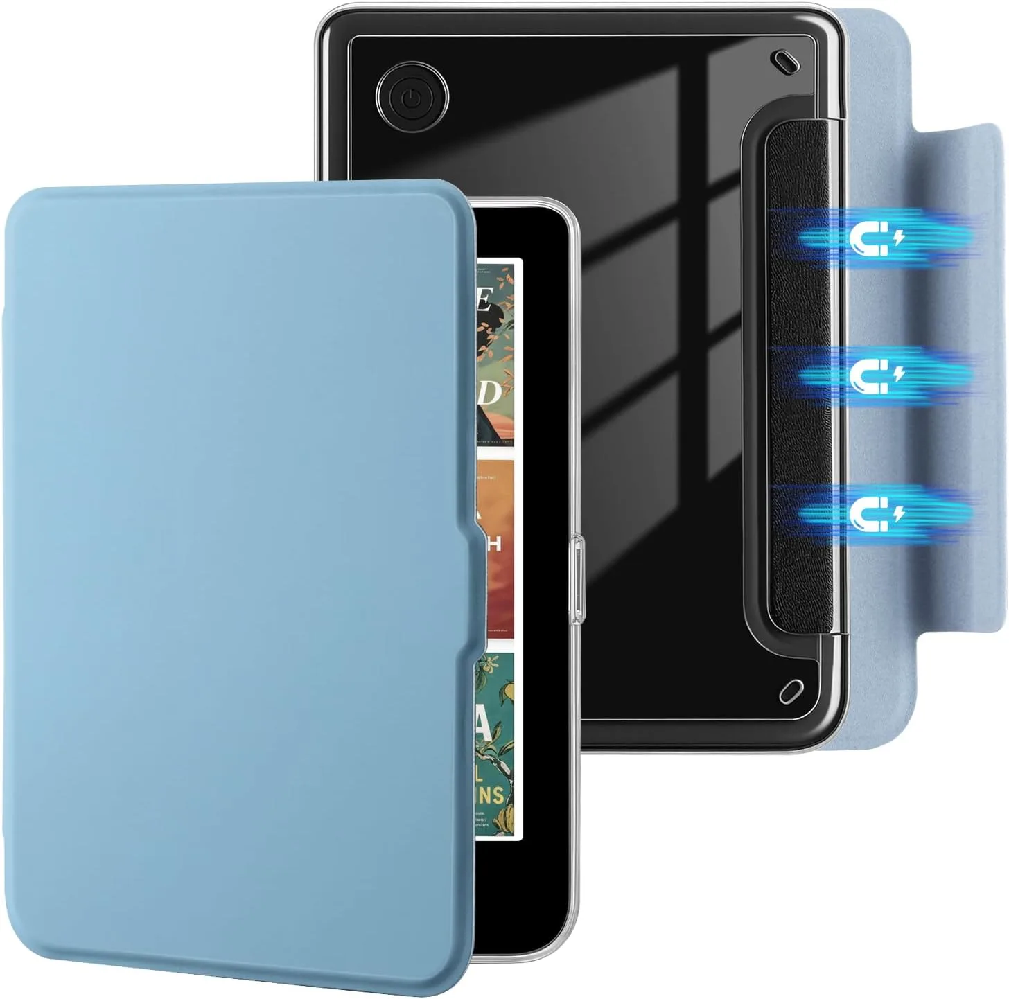 E NET-CASE Detachable Magnetic Case for 6" Kobo Clara Colour (2024) /Clara BW(2024) /2E(2022) eReader,Ultra Clear Back丨Easy to Detach & Attach丨Auto Sleep/Wake (Sky Blue)