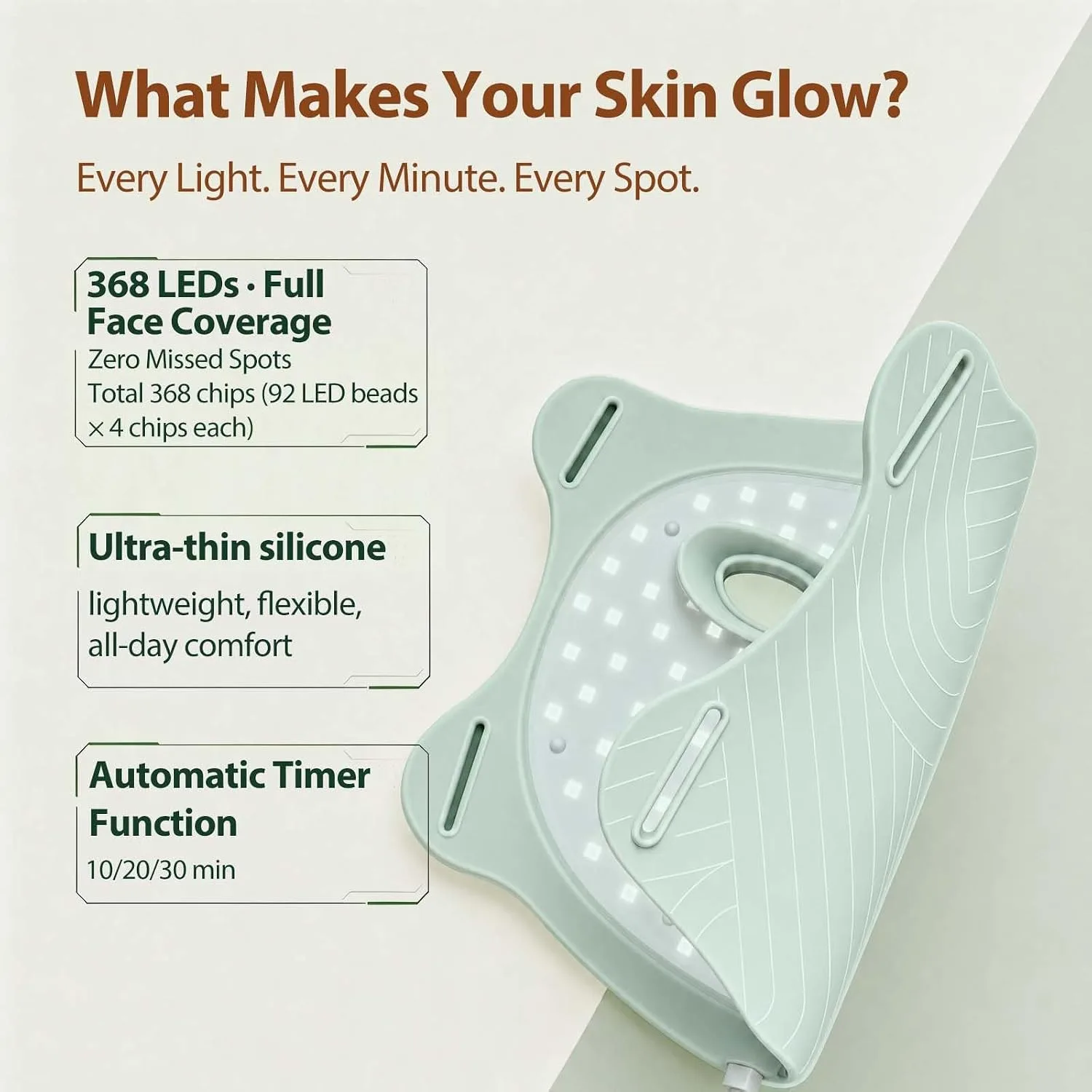 Red Light Therapy for Face, 8 Modes LED Face Mask with 850nm NIR