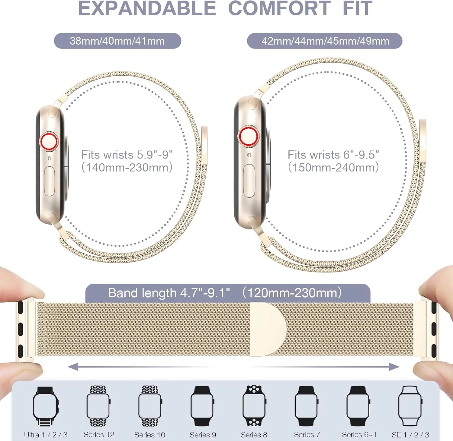3 Pack Mesh Loop Compatible with Apple Watch Bands for Women Men