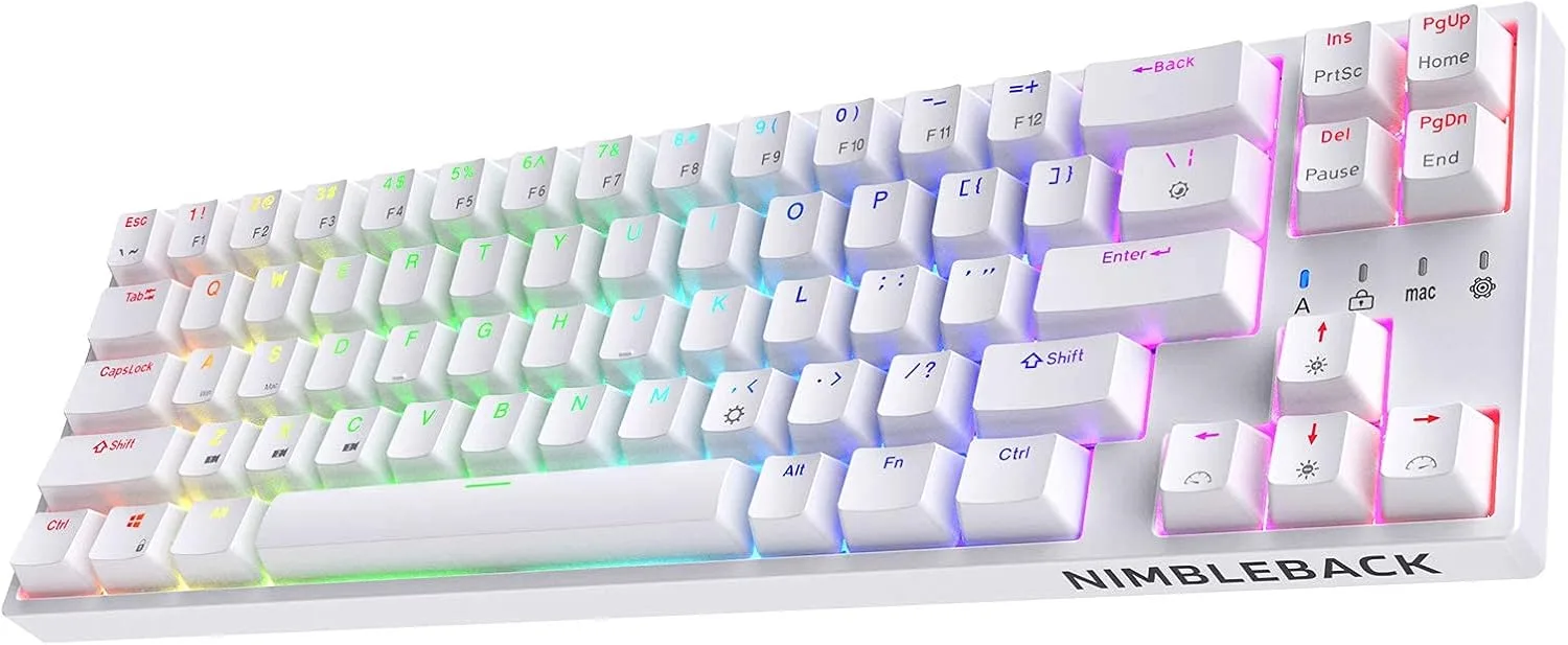 Teclado Gamer LTC NB681 Nimbleback Mecánico 65% 68 Teclas RGB Hot-Swappable Marrón Blanco