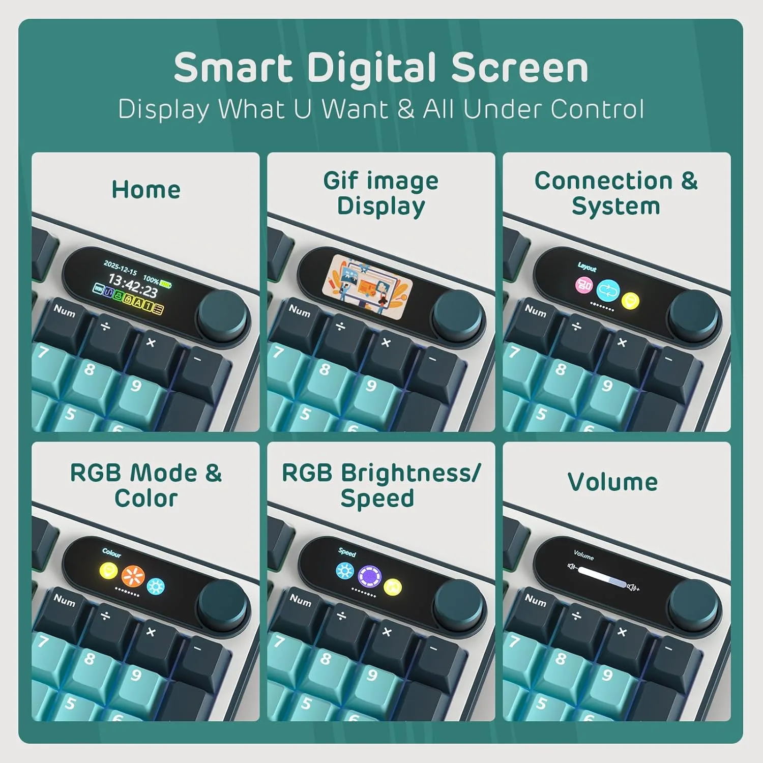 RK ROYAL KLUDGE S98 Wireless Mechanical Keyboard with Smart Display & Knob