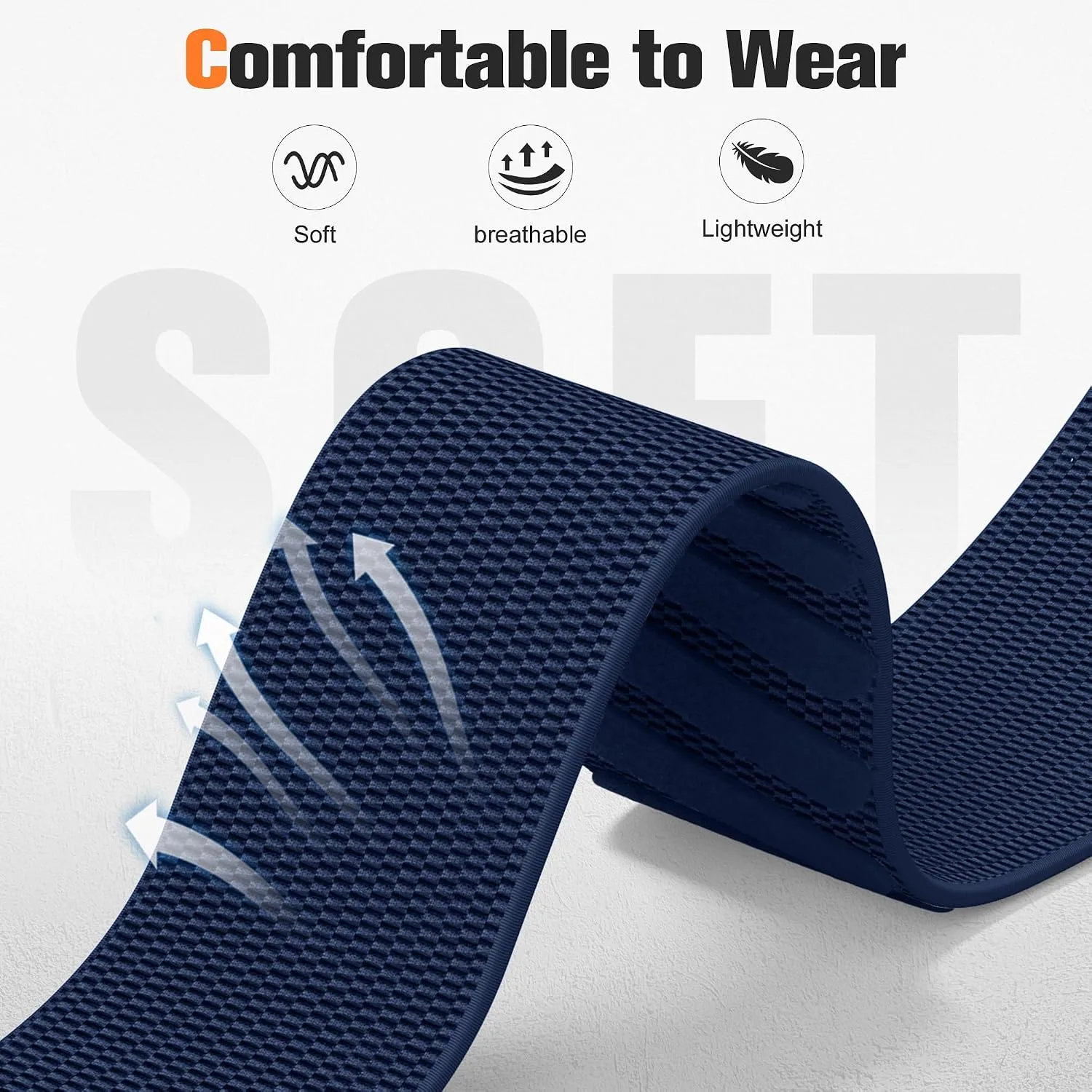 Getino Sport Band Compatible with Whoop 5.0 Bands One, Peak and Life/MG, Breathable Adjustable Elastic Replacement Soft Nylon Strap Accessories for Whoop Band 5.0 Fitness Tracker, Navy