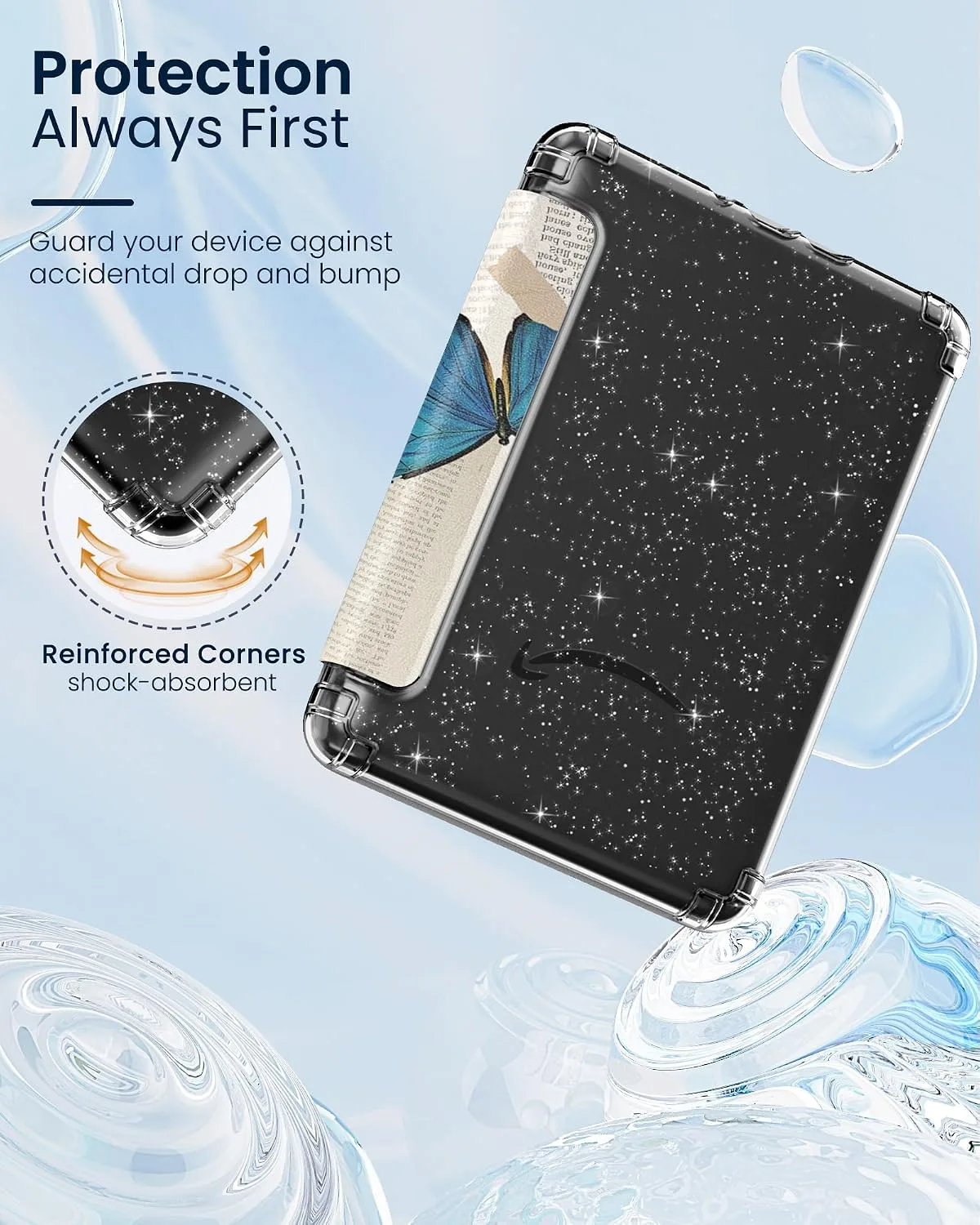 MoKo Case for 7" Kindle Paperwhite 12th Gen & Colorsoft, Vintage Butterfly