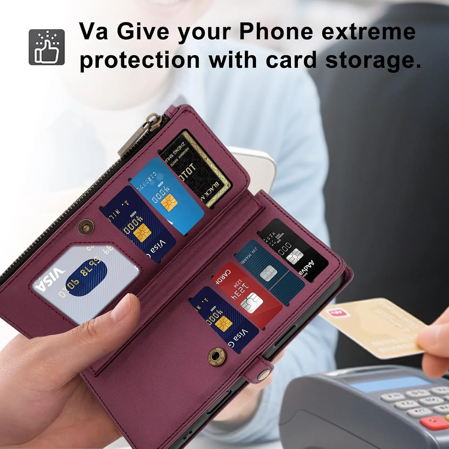 Wallet Phone Case for iPhone 17 Pro Max/18 Pro Max,Deep Wine red