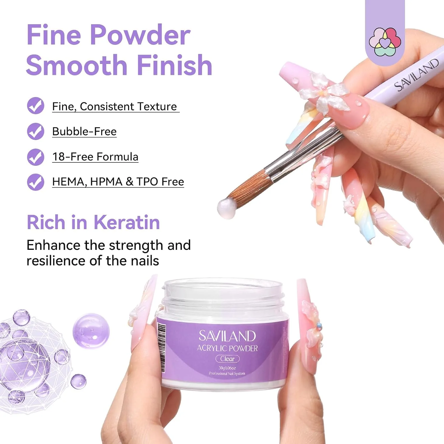 SAVILAND Acrylic Nail Kit for Beginners, Home Practice Set
