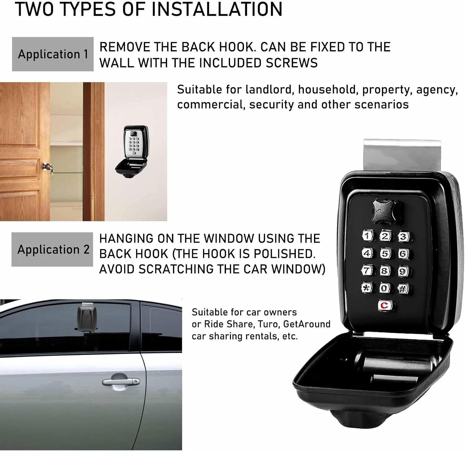 Upgrade SL-591 Car Key Lock Box,Window Lock Box for Turo,Key Lock Box