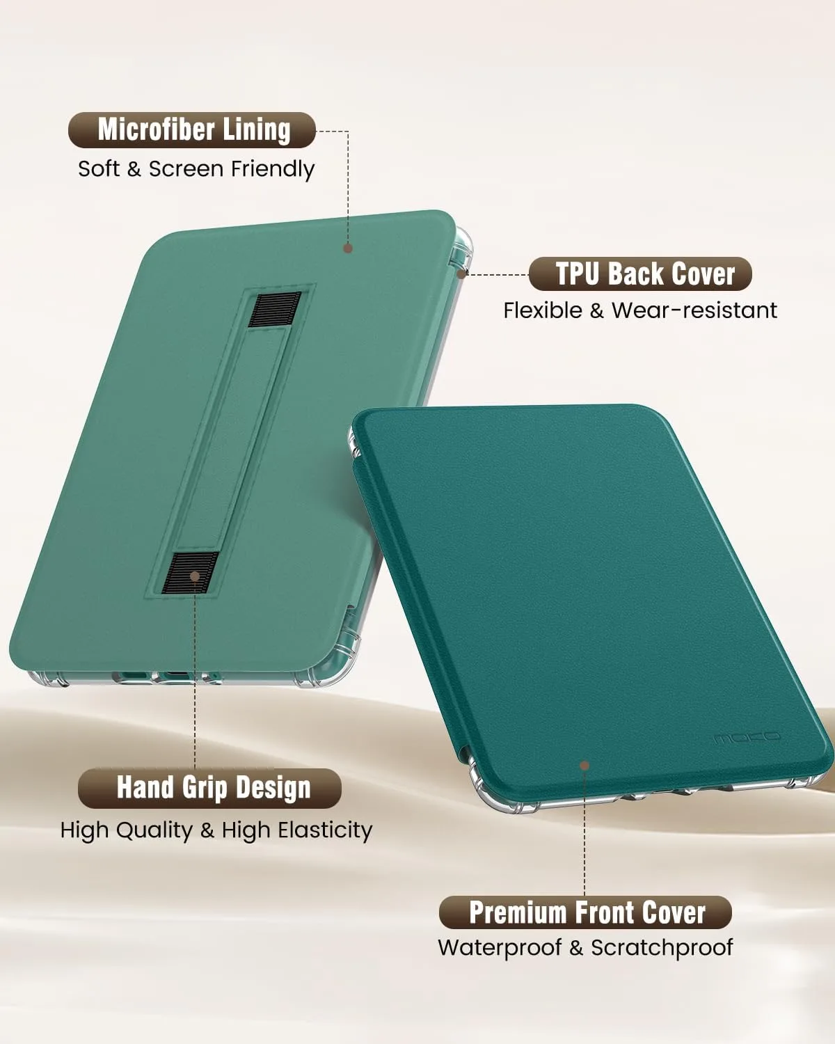 MoKo Case for 7" Kindle Paperwhite 12th Generation 2025/2026 & Kindle Colorsoft 2024/2025,Glitter Clear Kindle Case, Flexible Clear Soft TPU Back Cover Light Shell with Auto Wake/Sleep, Jade Green