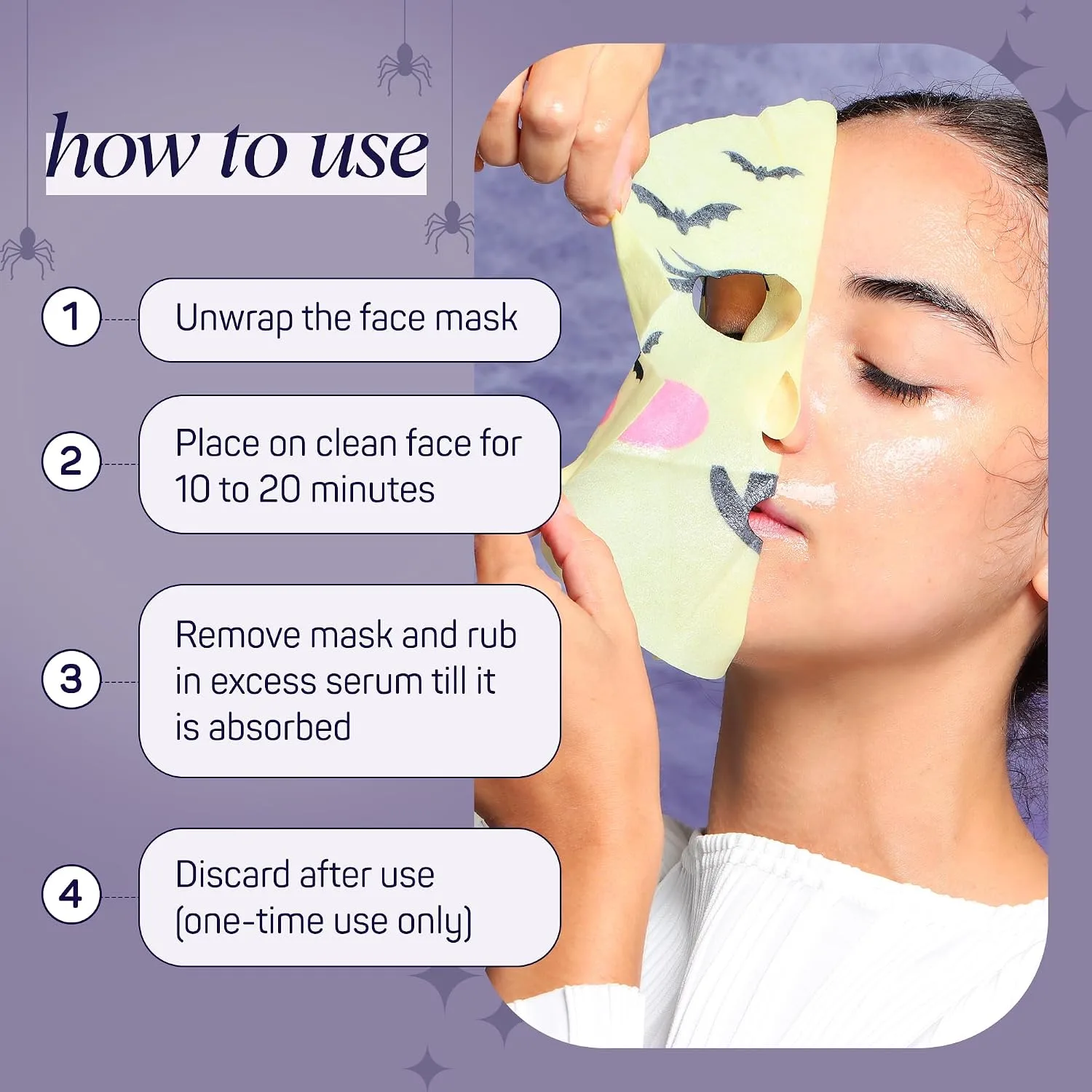 SpaLife Beauty Halloween Face Mask Hauntingly Chic Bundle | Korean Facial Masks | Boos Basket Ideas Face Mask Set | Halloween Gifts for Women & Teens | Facial Sheet Masks | 8 Pack