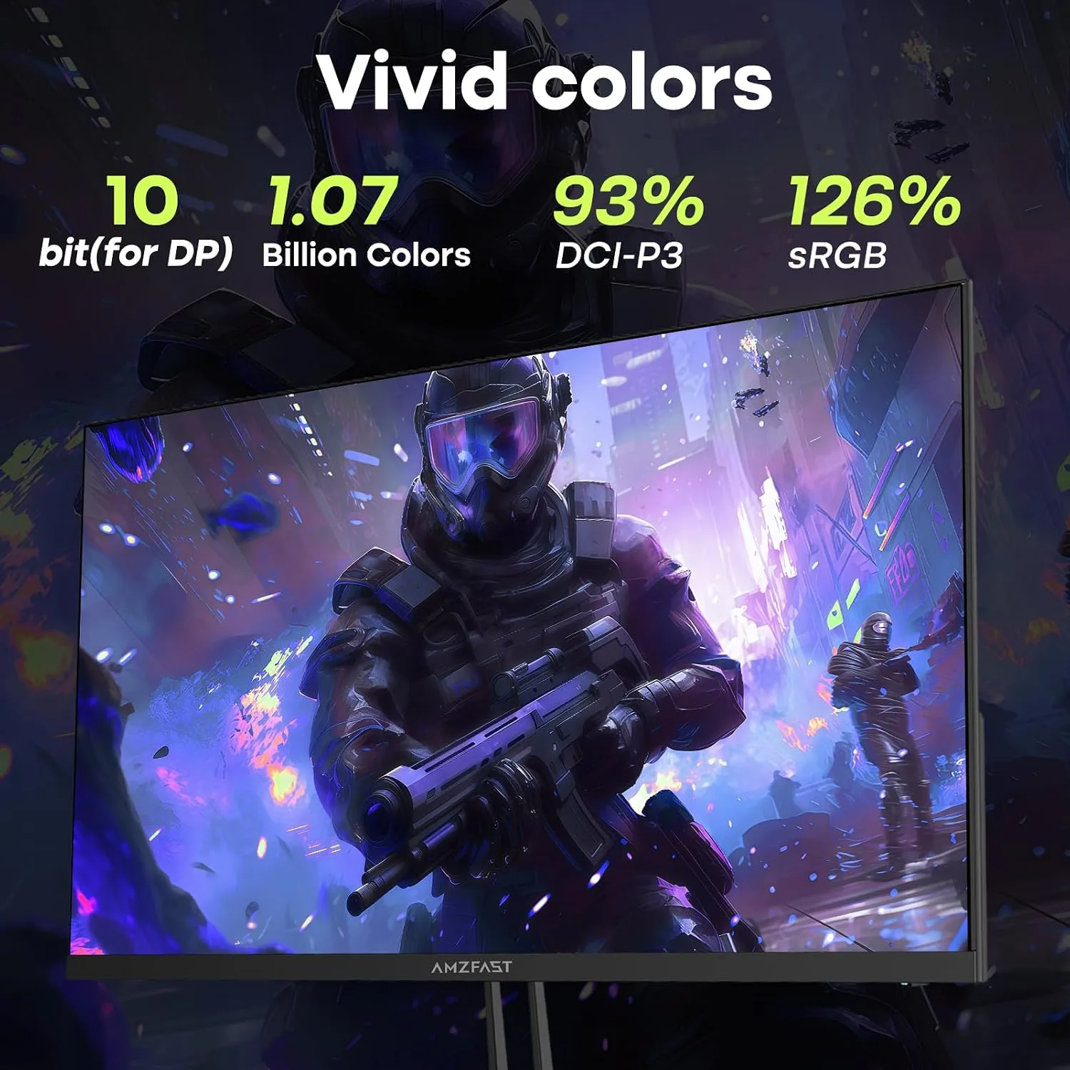 Amzfast 24.5 Inch 280Hz/240Hz Gaming Monitor FHD 1080p Monitor, 1ms Adaptive Sync, 3000:1, 126% sRGB, 93% DCI-P3, TÜV Rheinland Eye Care, HDMI 2.0 x 2 & DP 1.4 x 2, AMZG25X1 Pro