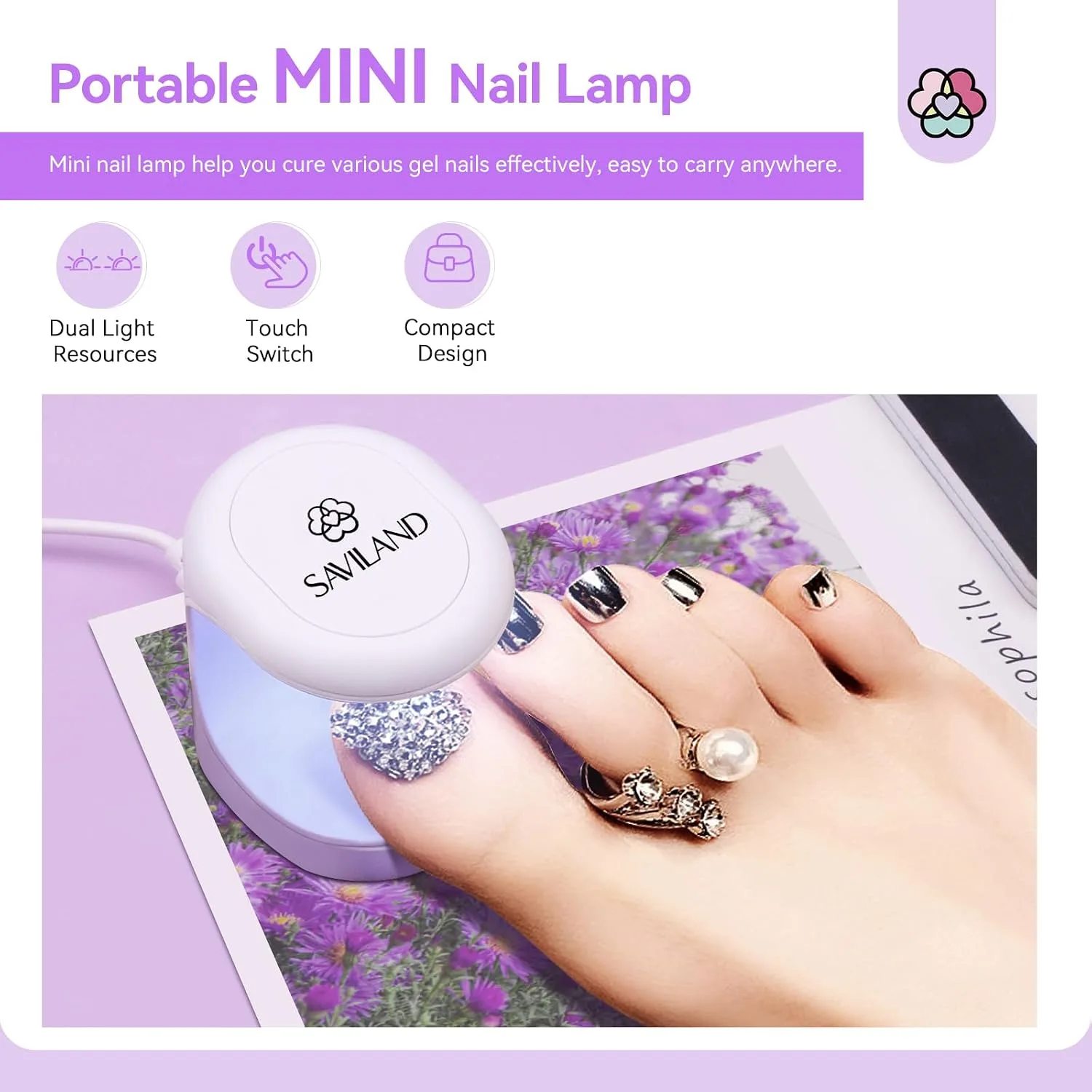 SAVILAND Toe Nail Tips Kit with Glue Gel, 500 PCS, Nail Drill and U V Lamp