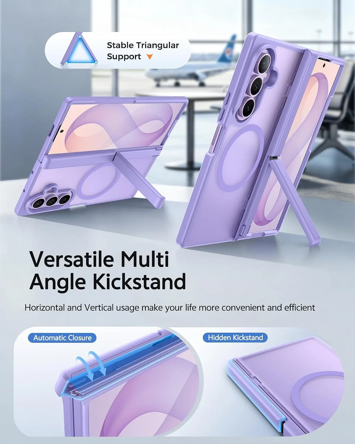 FNTCASE for Galaxy Z Fold 8 Ultra/Z Fold 7 Case Fit for MagSafe Light Purple