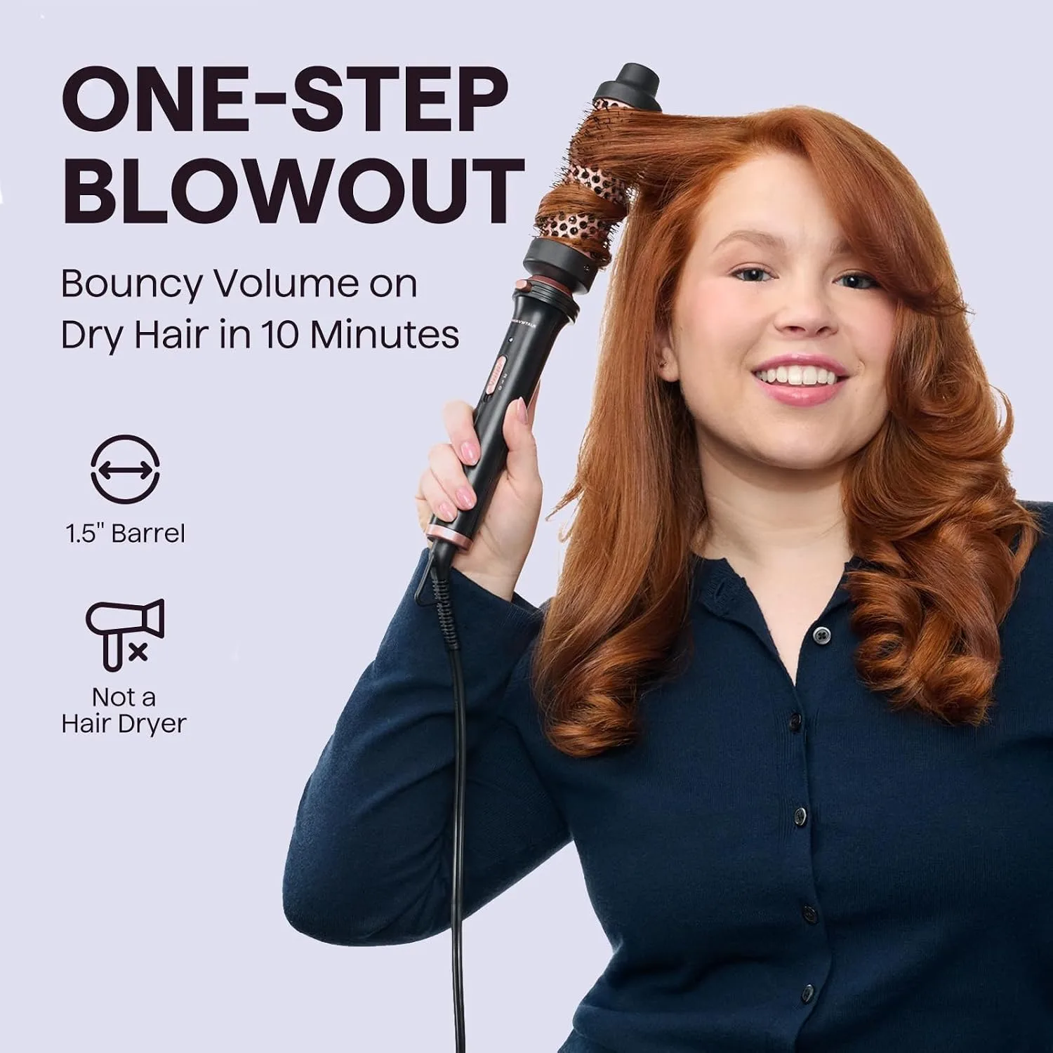 wavytalk Thermal Brush 1.5" Detachable Heated Round Brush for Blowout Look