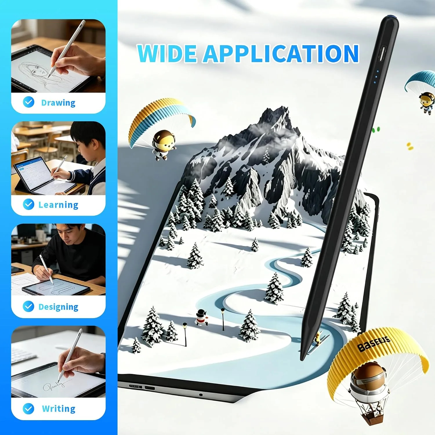 Stylus Pen Compatible with Nintendo Switch 1/2/OLED,for Amazom Max 11,HD 10 Table,Upgraded new Model, Precise Writing Pencil,Fast Charging,Auto Sleep,Button on/Off (Black、)
