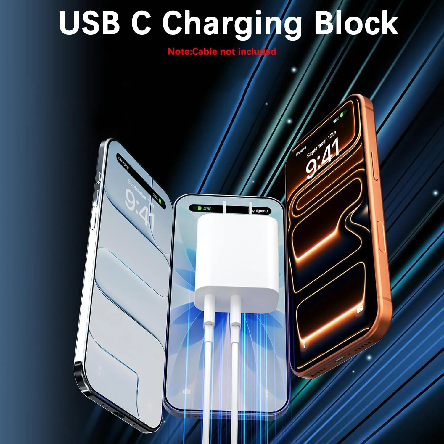 USB C Charging Block Fast Charger,2Pack 40W Dual Port Fast USB C Wall Charger Block,Type C Charging Plug Power Adapter Compatible with iPhone Duo/18 Pro/18 Pro Max/17/Air/16e/16 Plus/15/14/13/12,iPad