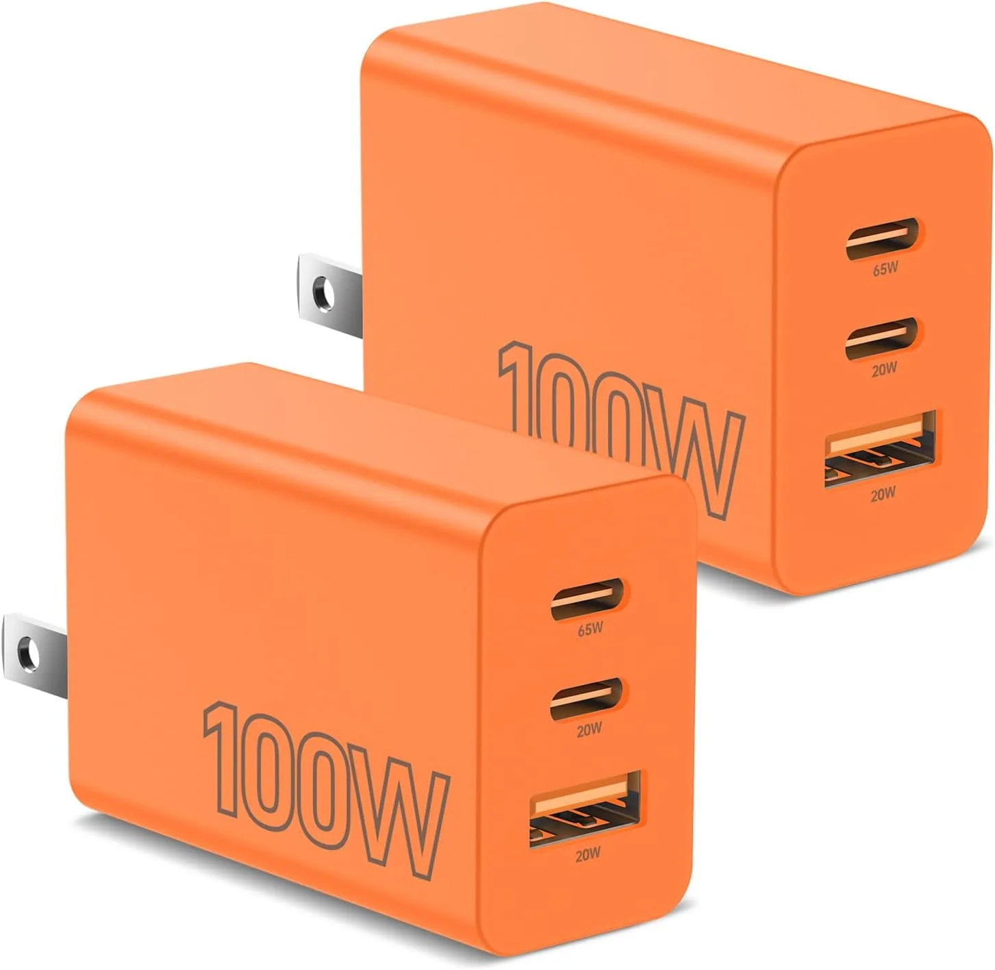 2Pack USB C Charger Block 100W,3-Port Super Fast Charging Wall Adapter