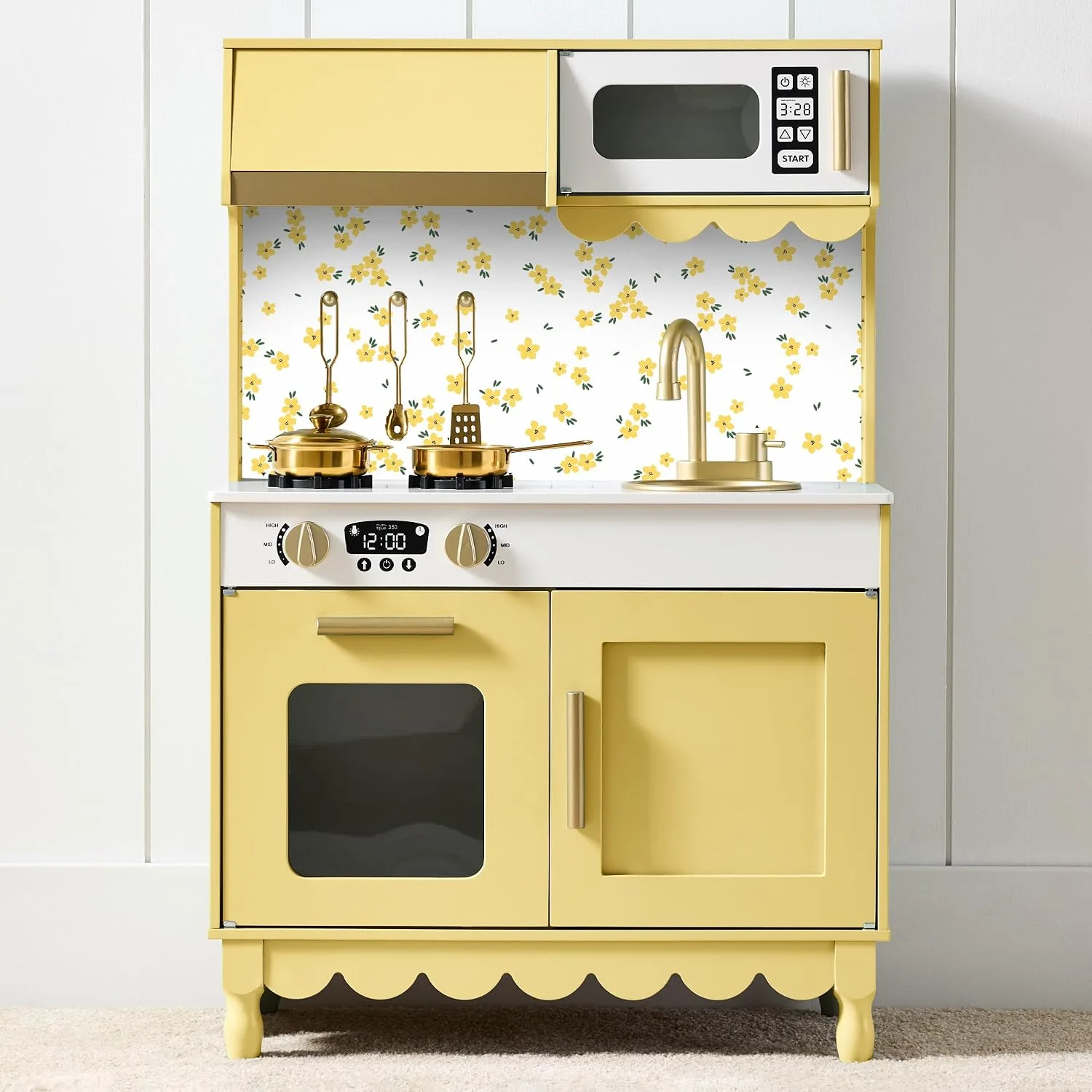 Best Choice Products Kids Wooden Cottage Play Kitchen for Toddlers, Butter