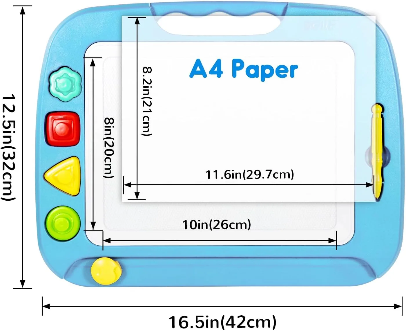 SGILE Magnetic Drawing Board for Kids, Toddler Doodle Toys, Large 16 × 13"