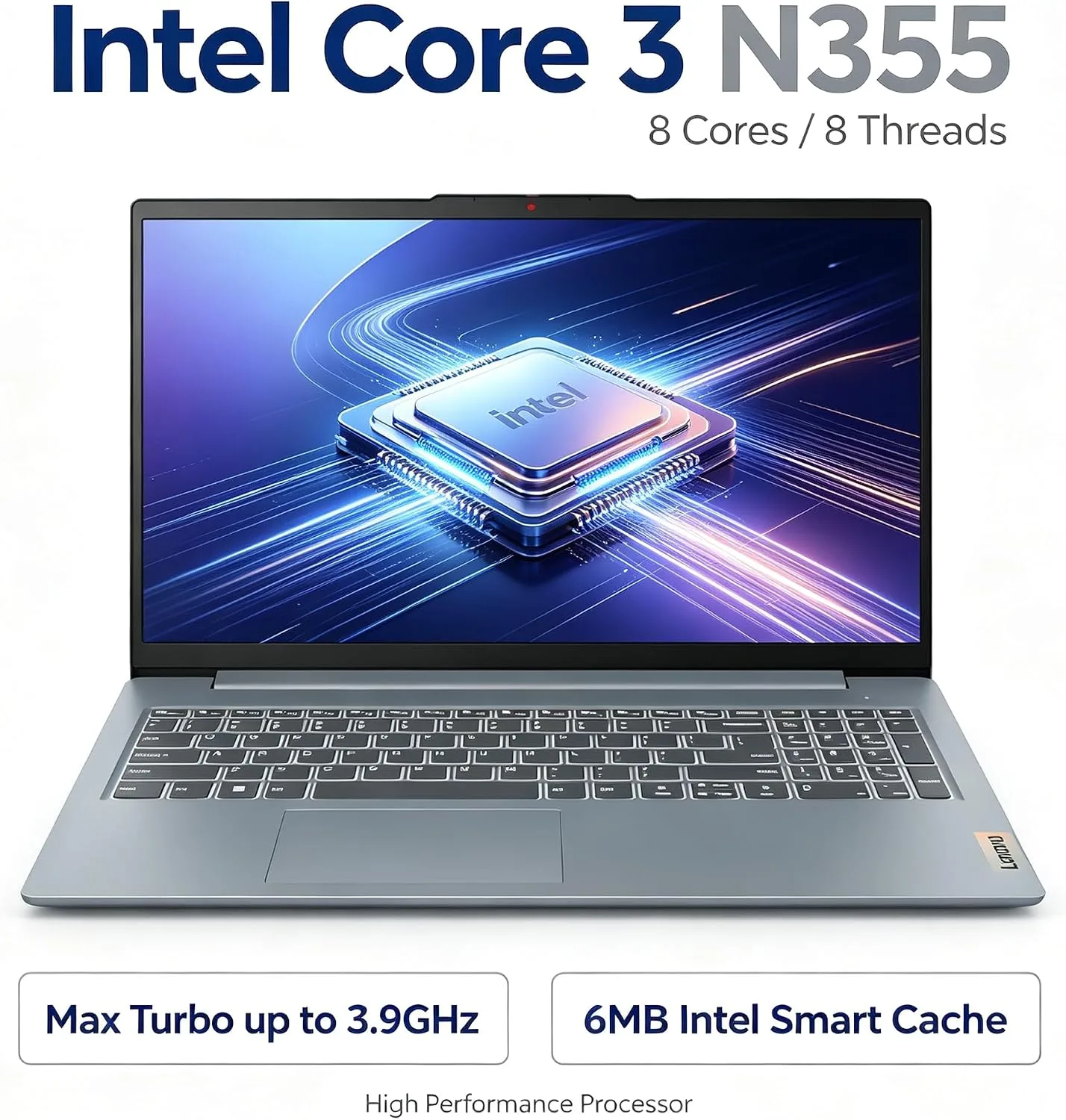 Lenovo IdeaPad Slim 3i Everyday AI Laptop 15.6" FHD Anti-Glare Intel 8-core Core 3 N355 8GB DDR5 128GB Storage Privacy Camera Type-C Long Battery Life Win11 ICP Accessory