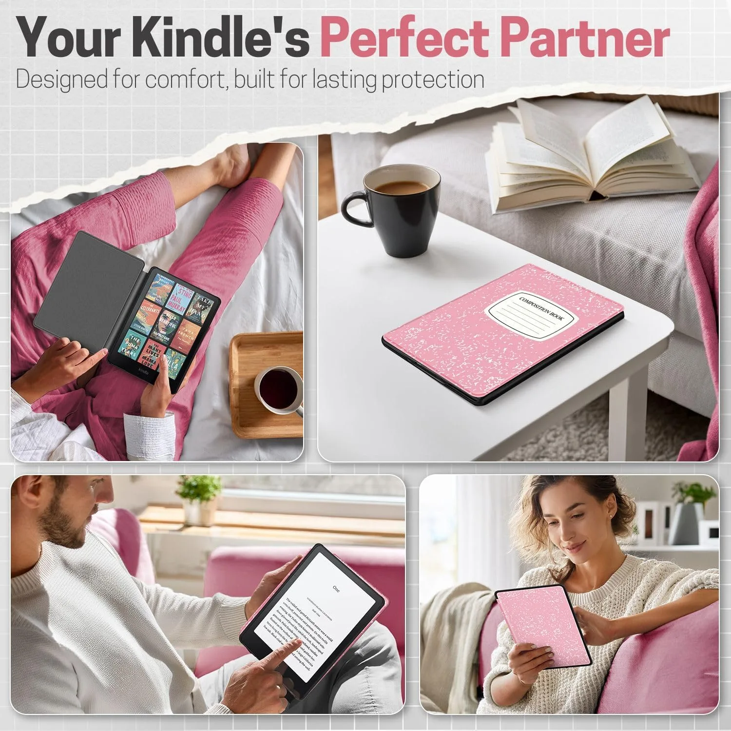 TNP Kindle Paperwhite 12th Gen Case, Colorsoft 7-Inch Composition Book Pink