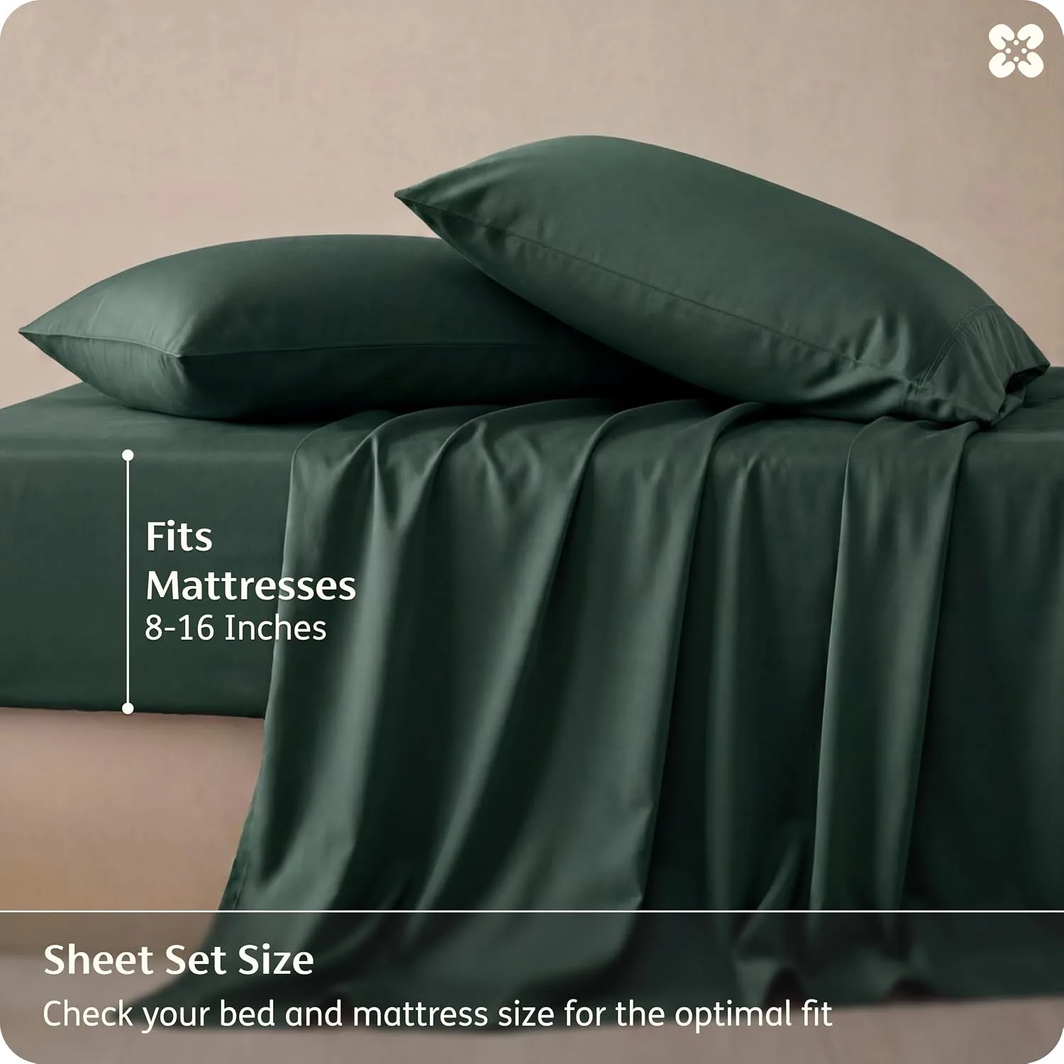 Bedsure PureWoven 100% Rayon Derived from Bamboo, Full Size Sheets, 4 PCS