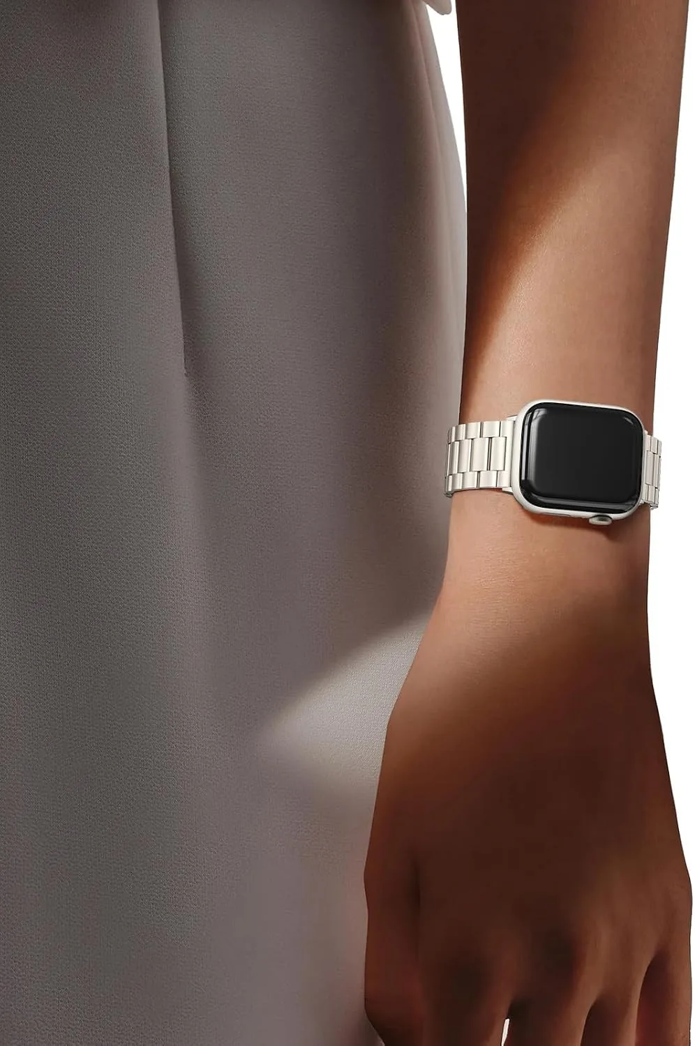 EPULY Compatible with Apple Watch Band 49mm 45mm 44mm 42mm 41mm 40mm 38mm, Business Stainless Steel Metal Watchband for iWatch Strap Ultra SE Series 8 7 6 5 4 3 2 1 Men(Starlight, 42mm/44mm/45mm/49mm)