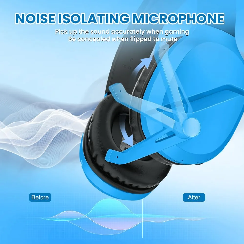 WolfLawS Wireless Gaming Headset with Mic for PS5 PC PS4, Blue