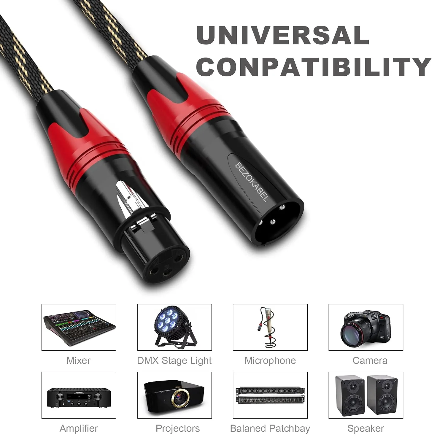 XLR Cables 25ft 4 Packs, XLR Microphone Cables, XLR Speaker Cable Male to Female Nylon Braided 3 Pins Compatible with Microphones, Mixer, Speaker Systems and More