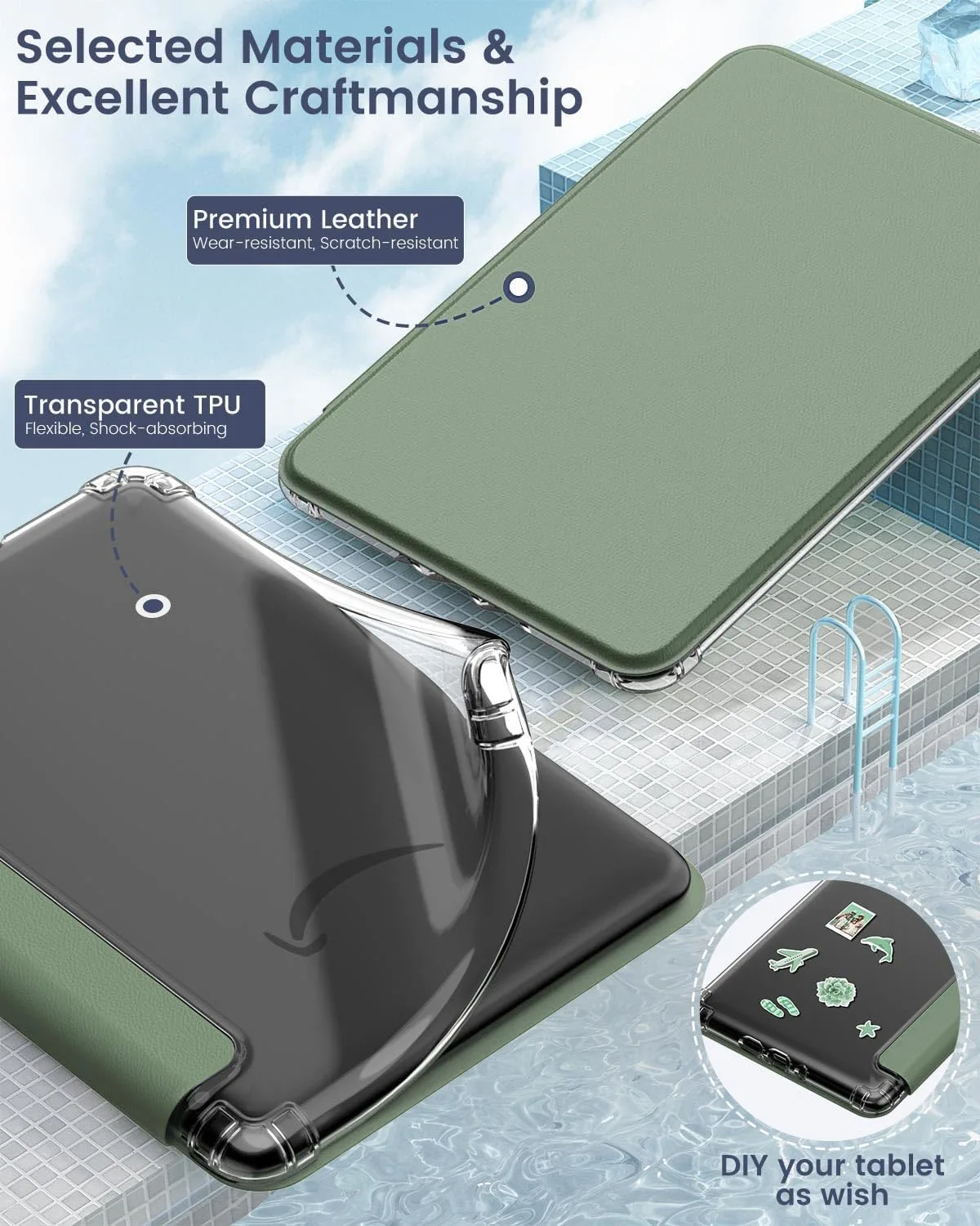 MoKo Case for 7" Kindle Paperwhite 12th Gen & Colorsoft 2024, Celadon