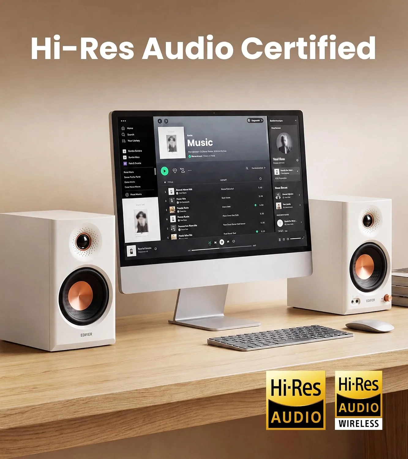 Edifier MR4.5 Bi-Amped Studio Monitor, 80W RMS Bookshelf Speakers - White