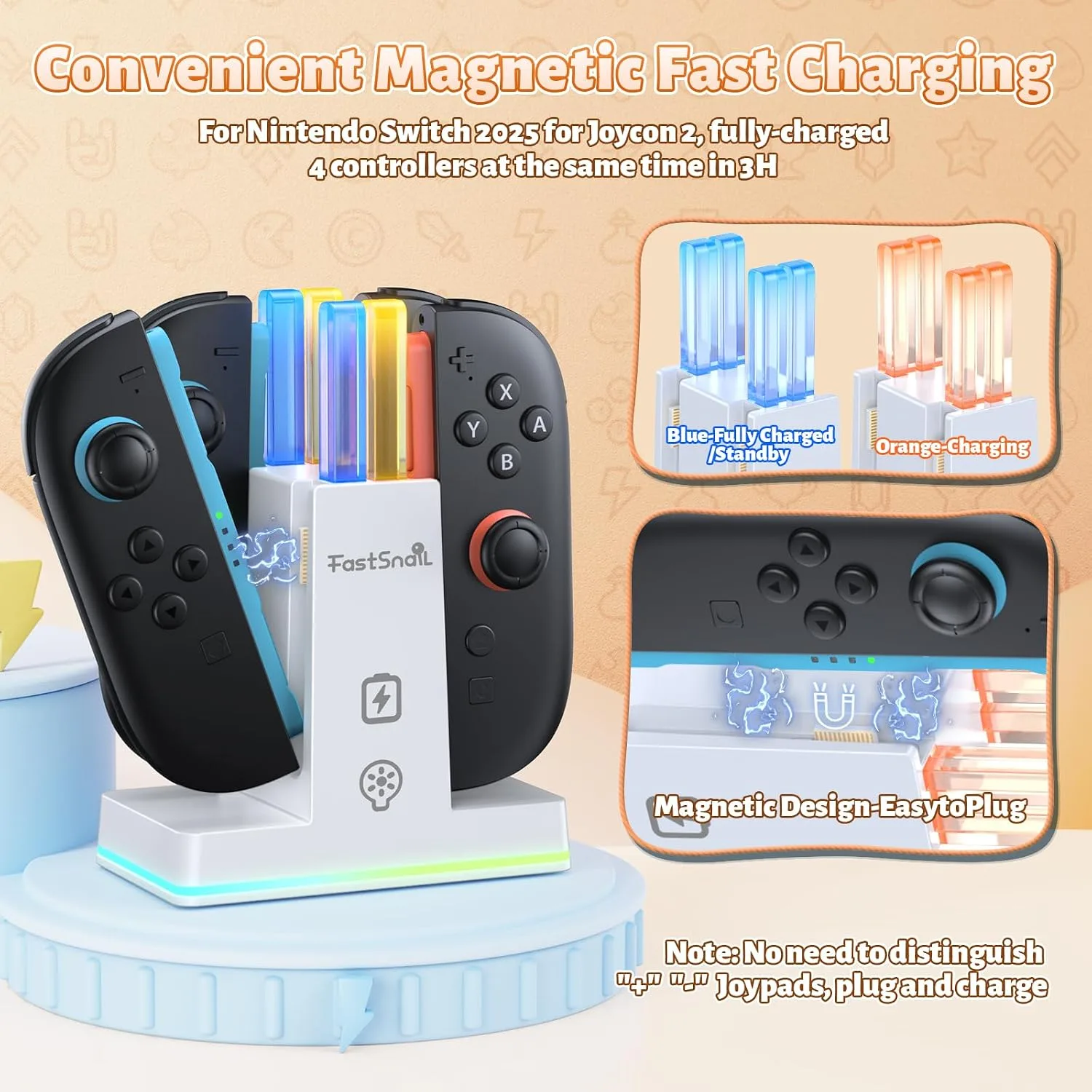 FASTSNAIL Switch 2 Controller Charger Dock for Nintendo Switch 2 for JoyCon