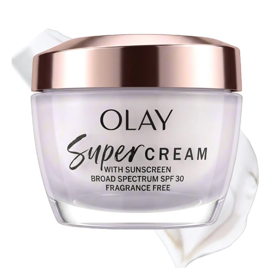 Olay Super Cream with Sunscreen SPF 30, Fragrance Free Lightweight Face Moisturizer with Sun Protection, 5-in-1 Skin Care - Hydrating, Brightening - Niacinamide, Vitamin C, Collagen, 1.7 oz