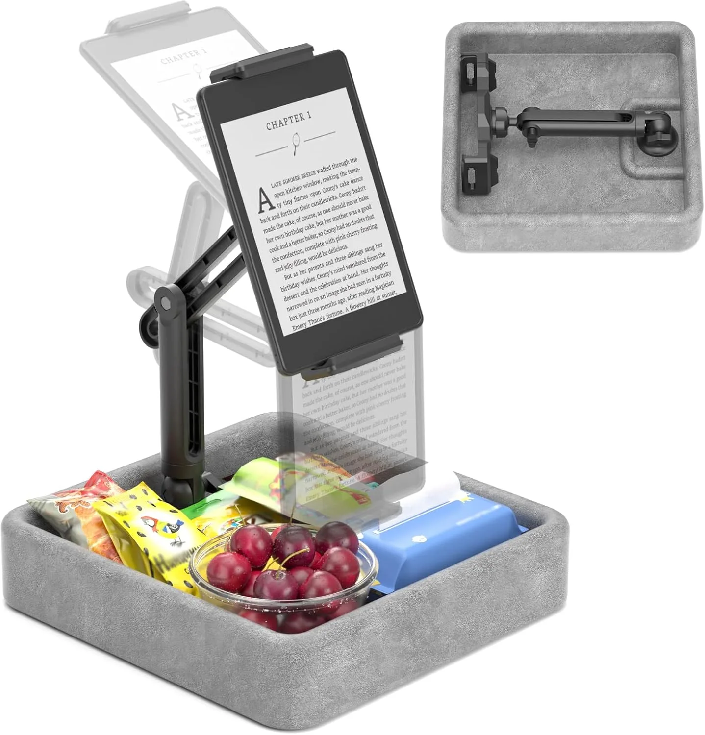 KDD Tablet Pillow Stand - Multi-Angle Adjustable iPad Holder for Lap, Bed and Desk - Foldable Kindle Soft Pad Dock with Storage Tray Compatible with iPad Pro 12.9, Air Mini, Phone, E-Reader