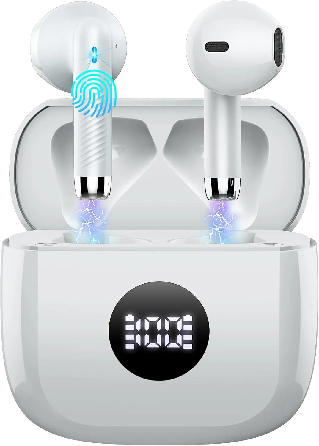 Wireless Earbuds, Bluetooth 5.4 Ear Buds, LED Power Display, 6D Bass Stereo