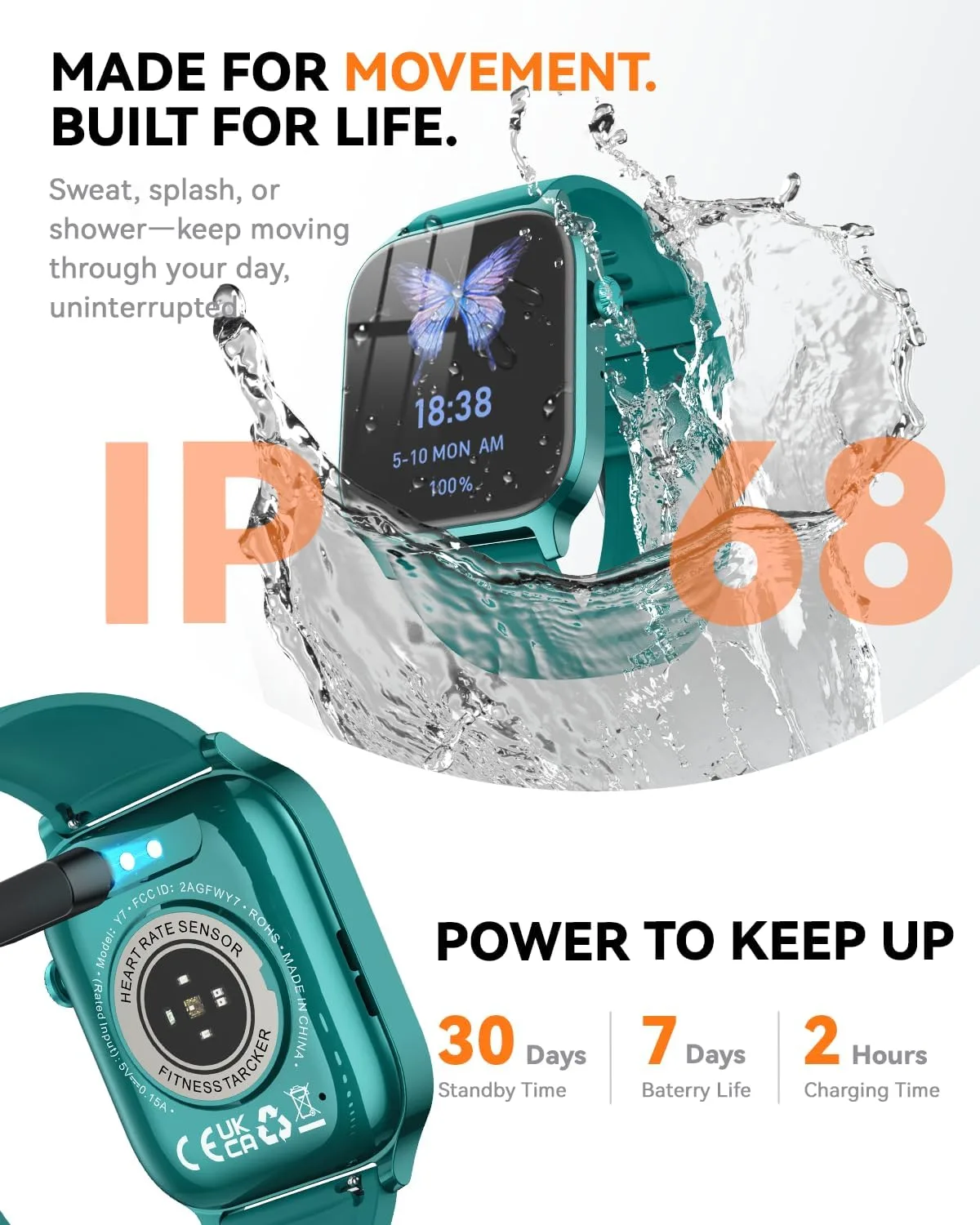 Smart Watch for Women Men- Answer/Make Call, Fitness Step Tracker Watch with Sleep Monitor/Activity Counter/110+ Sport Mode, Smartwatch for Andriod iPhone iOS Compatible (Modern, Teal, 1.83)