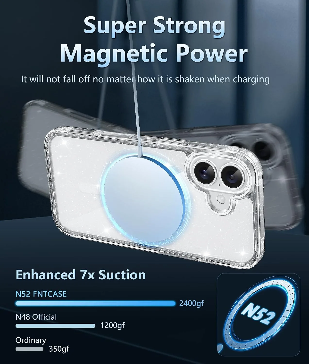 FNTCASE for iPhone 16 Glitter Case Compatible with Magsafe Clear Phonecase