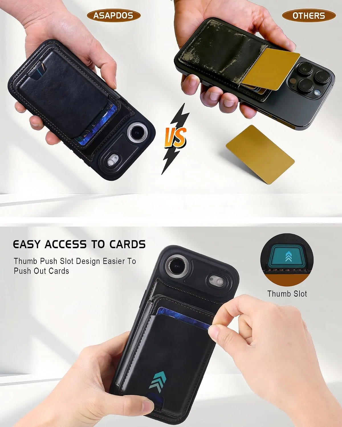 Magnetic Detachable Wallet Case for iPhone 17 Air with Kickstand,2-in-1 MagSafe Compatible RFID Blocking Card Holder,Slim PU Leather Cover Black