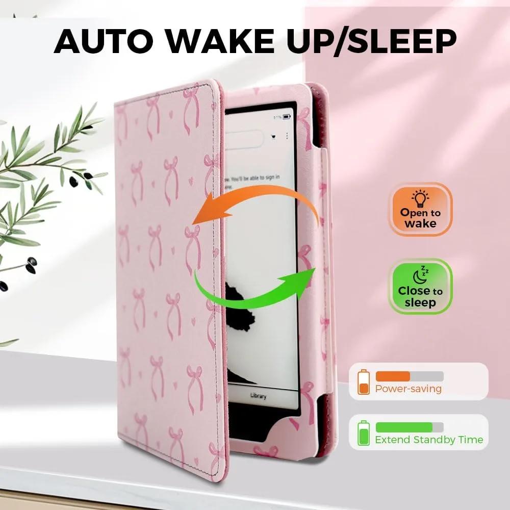 Pink Bow Case for 7"/ 6.8“ Kindle Paperwhite 12th/11th Generation