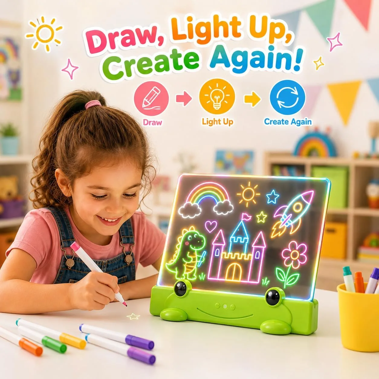 Laimiod 16" LED Drawing Board for Kids,Gift for Girls Boys Children Age 3-8