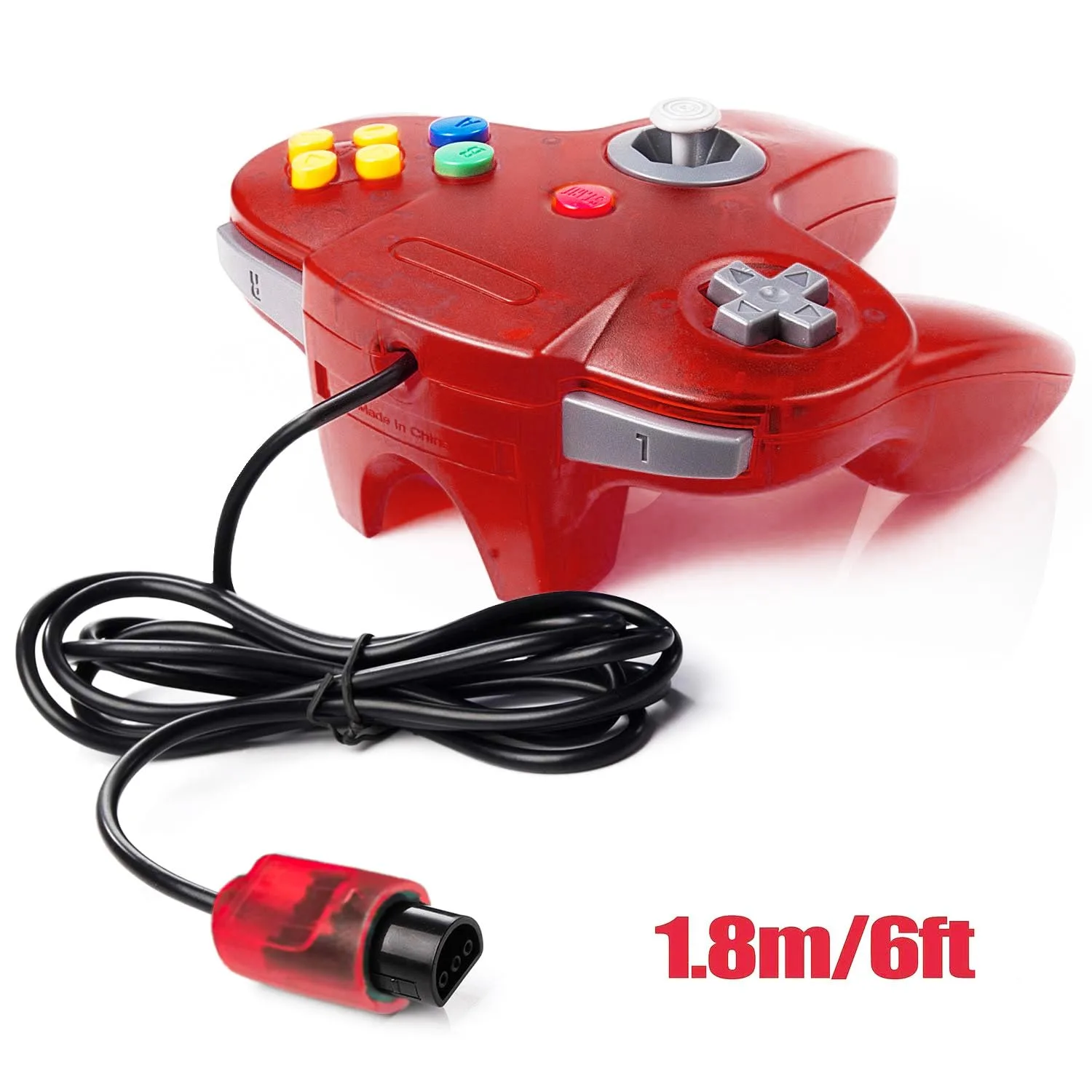 miadore 2 Packs Classic 64 Wired Controller Joystick for N64 Video Game System N64 Console (Jungle Green and Red)