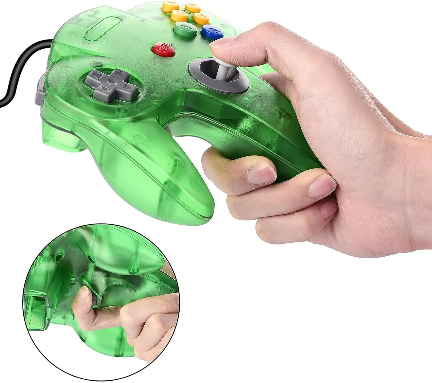 2 Pack Classic N64 Controller, miadore N64 Wired USB PC Game pad Joystick, N64 Bit USB Wired Game Stick Joy pad Controller for Windows PC MAC Linux Raspberry Pi 3 Sega Genesis (Clear Green/Blue)