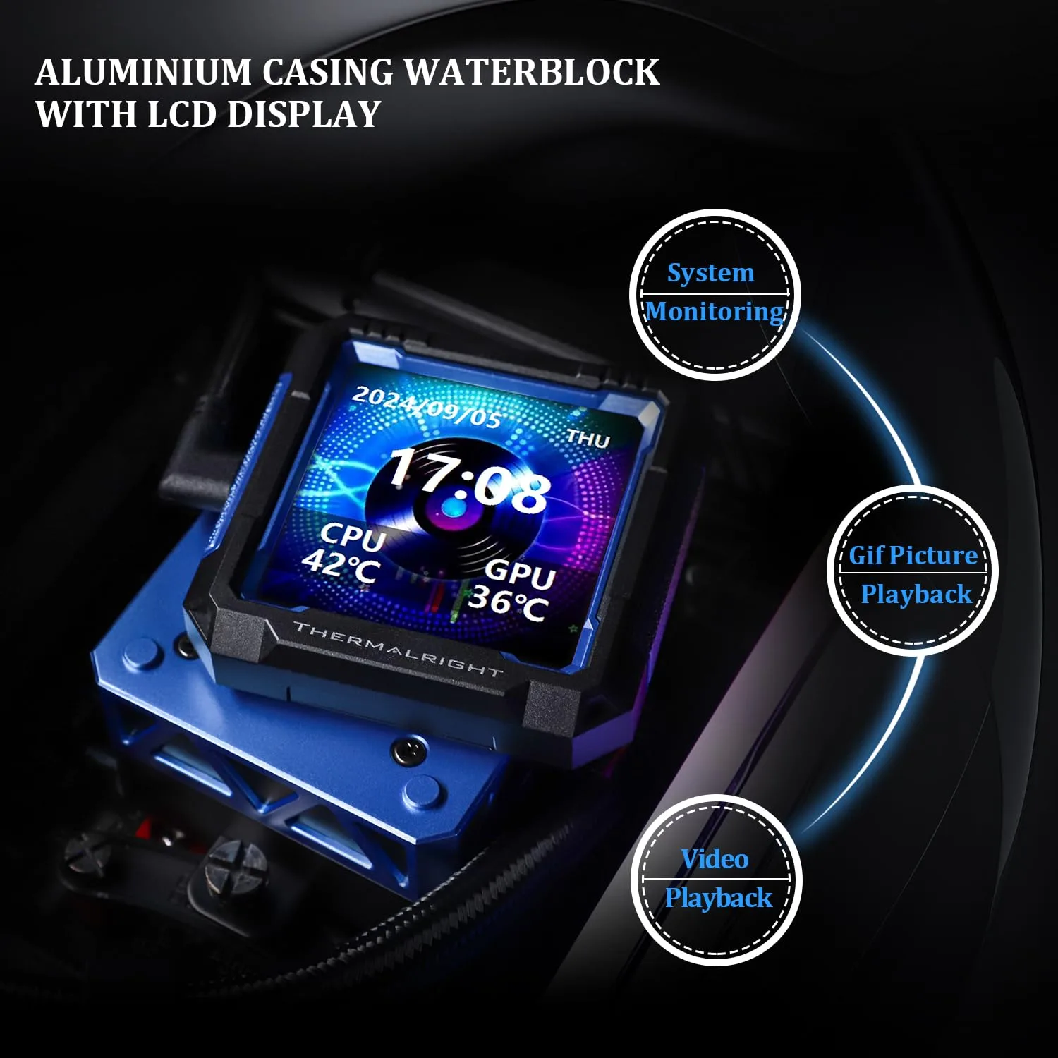 Thermalright FW PRO 360 Black CPU AIO Cooler,IPS LCD Screen with 320 * 320 Resolution,for AM5&Intel 1700/1851,High-Performance 360 Specs Water-Cooled Radiator with 2.73in Removable Display