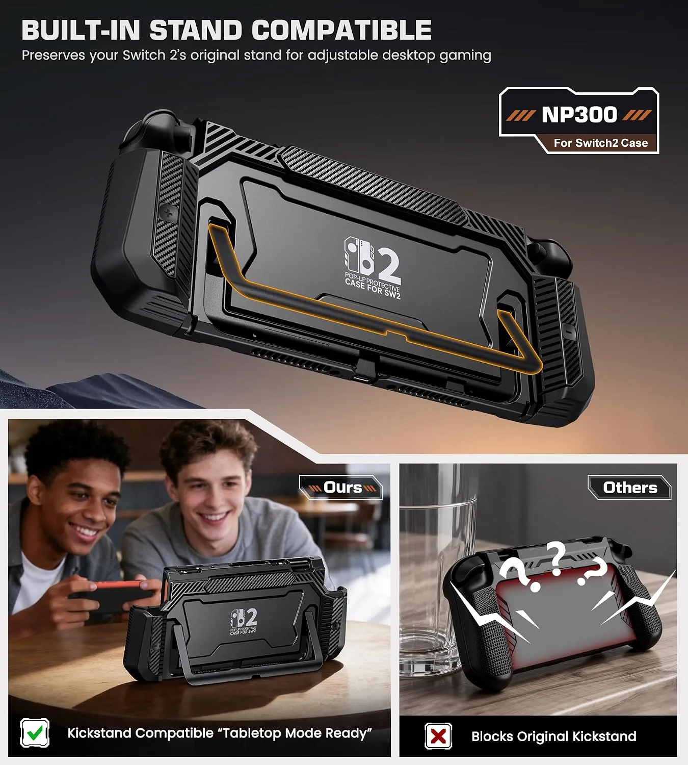 NinABXY Dockable Case for Nintendo Switch 2,[Exclusive Pop-up Joy-Con Quick Release][Scratch&Shock Protection][Stand Compatible] Switch 2 Protective Case with Ergonomic Grip, Hard PC Shell for Switch 2