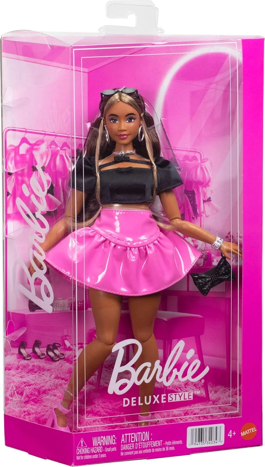 Barbie Deluxe Style Doll #16 in Pink Vinyl Barbiecore Skirt